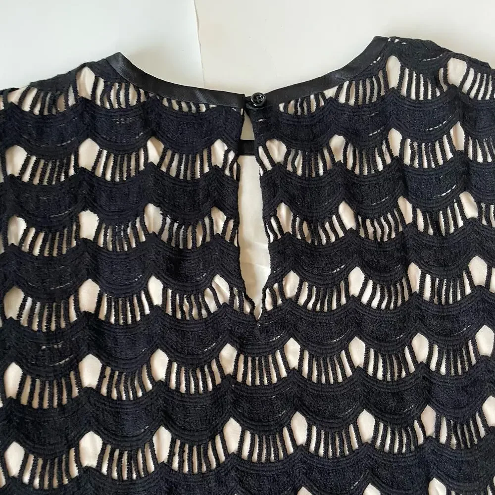 Kate Spade Scallop Crochet Lace Top Blouse Black Lined S $268